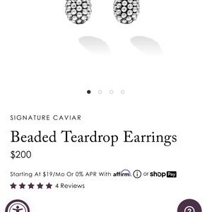 Brand new Lagos beaded teardrop earrings